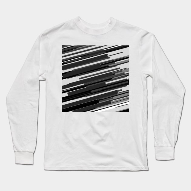 Black and White Stripes Long Sleeve T-Shirt by Nixart